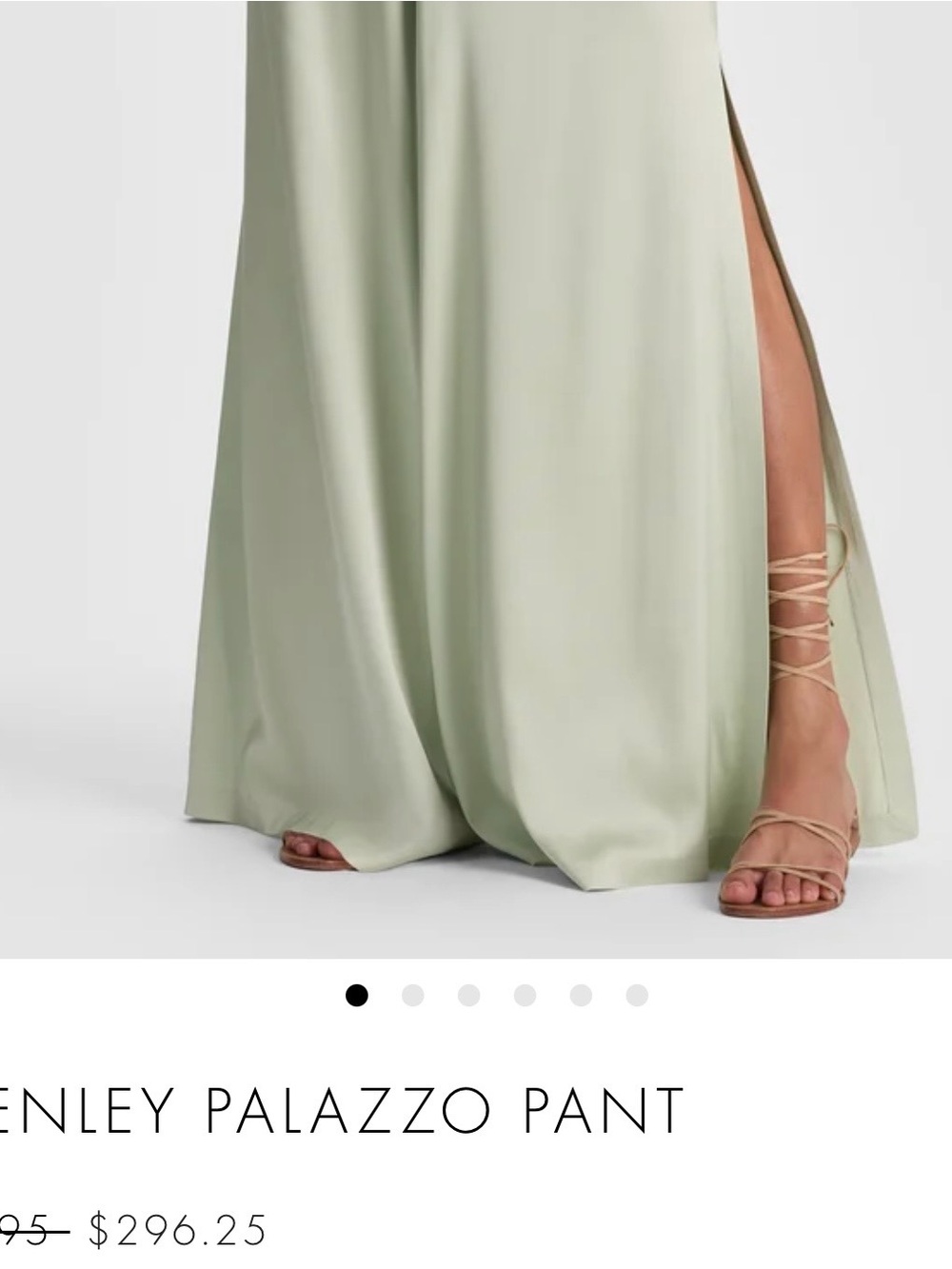 Alice + Olivia Pale Green Wide-Leg Drawstring Pants - Picture 3 of 7